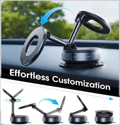 2026 Upgraded Pro Ultra-Suction Magnetic Phone Mount - Reinforced 360° Vacuum Holder for MagSafe, iPhone & Android (Ready for Car, Gym, Mirror, Home & More)