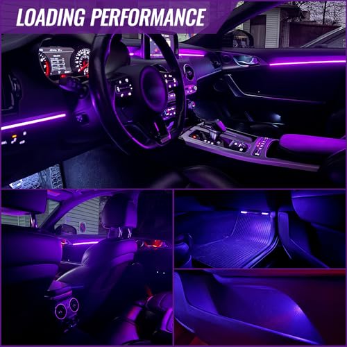 Ambient Lighting Car led Lights Interior, 43.3'' USB Powered Acrylic Neon Flexible Strip Model y Ambient Lighting kit with Remote APP,Dynamic RGB 2 in 1 Music Lights Sync for Inside car Decorations - size: 2 in 1( 43.3inch*2)