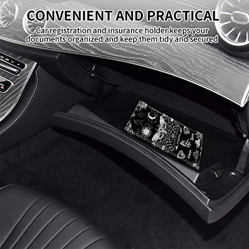 Car Registration and Insurance Card Holder, Premium PU Leather Vehicle Wallet Cover for Glove Box Car Organizer Drivers License/Cards/ID Essentials Document Holder, Death Moth Spirit Board - color: Death Moth Spirit Board