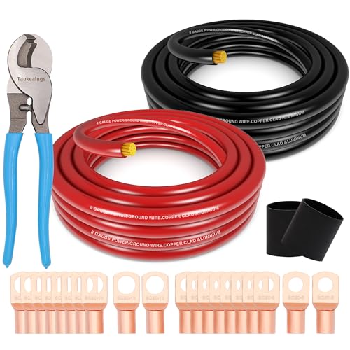 0 Gauge Wire 1/0 Battery Cable Kit with Terminals & Cable Cutter Tool,40ft - color: W/ Cutter