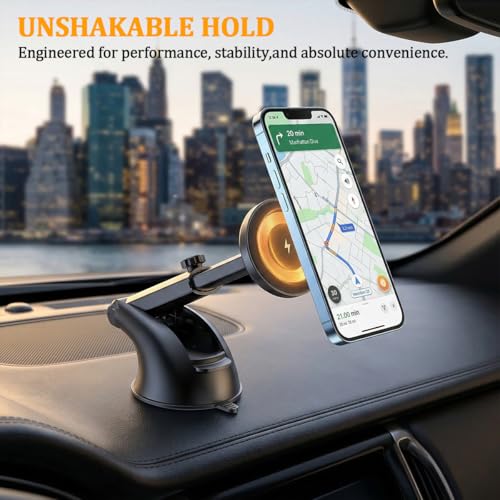 15W Car Mount Charger, Magnetic Wireless Suction Cup Vehicle Dashboard Cell Phone Holder with Air Vent Clip, Automotive Interior Windshield Smartphone Charger Mount, Universal Fit (Style A) - color: Style A