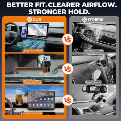 Car Phone Mount for 2026 Toyota RAV4, Smart Auto-Clamping for 12.9" Screen Only, 15W Wireless Fast Charging, Premium Aluminum Holder, Without Blocking Airflow - size: for Toyota RAV4 | 2026 12.9"