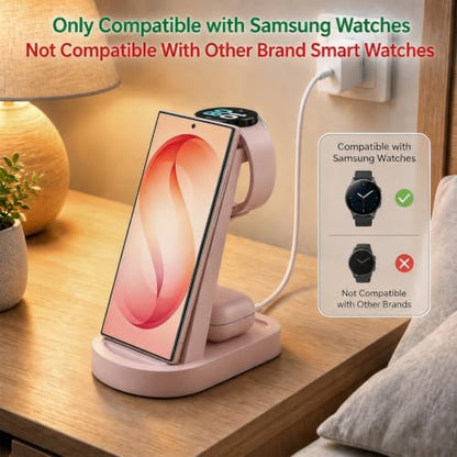 Wireless Charger for Samsung, Wireless Charging Station for S26, Watch 8 - color: Pink