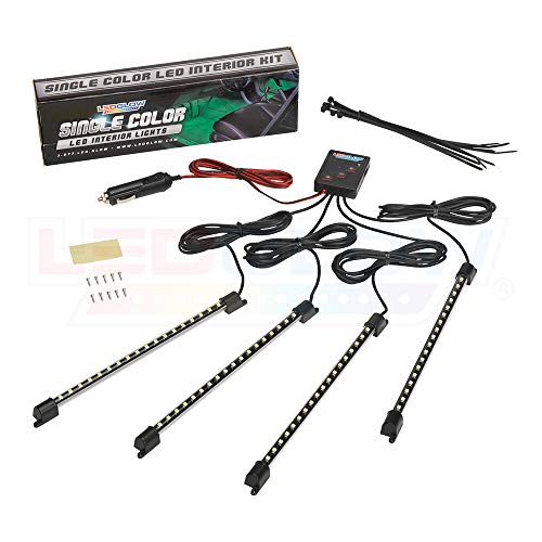 LEDGlow 4pc Purple LED Interior Footwell Lighting Kit w/Cigarette Adapter