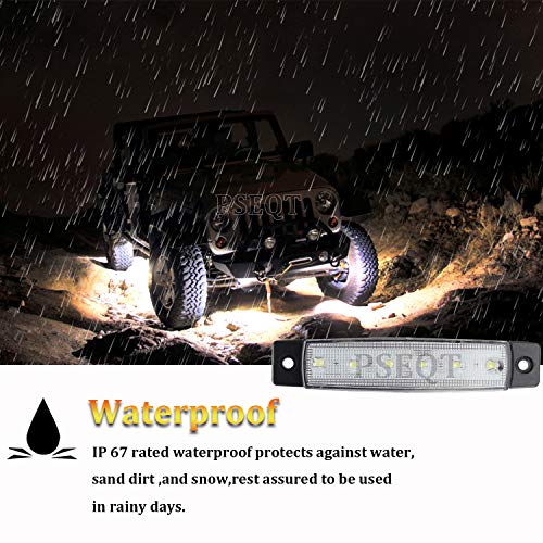 PSEQT 10 Pcs LED Rock Strip Lights Car Underglow Wheel Fender Well Lighting Kits Waterproof for Golf Cart Wrangler Offroad Truck RV UTV ATV Snowmobile (White) - color: White