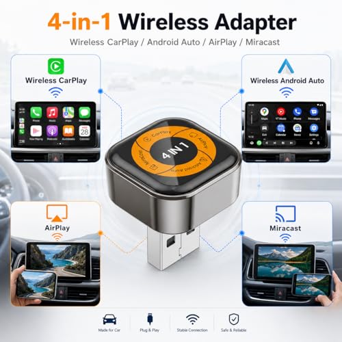 CarPlay Screen Mirroring Adapter, AirPlay & Miracast 4-in-1 - color: Shadow Grey
