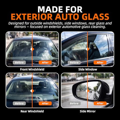 Windshield Glass Coating Kit, 100g Glass Prep Cleaner + 100ml Rain Repellent Spray, Hydrophobic Water Beading Protection, Removes Light Oil Film and Road Grime