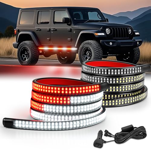 Nilight 2PCS 70 Inch Running Board LED Lights Strip Red White for Truck - color: Red White