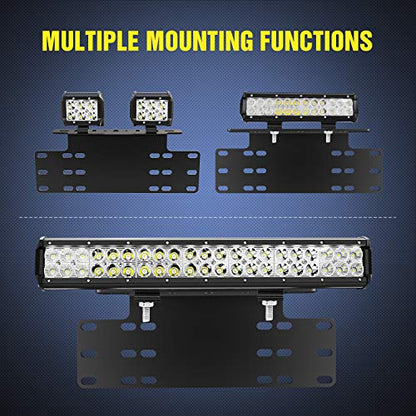 Nilight 90044B Universal License Heavy Duty Steel Front Plate Mounting Bracket Holder for Off-Road LED Work Lamps Lighting Bars, 2 Years Warranty, Black - color: Universal License Plate Bracket