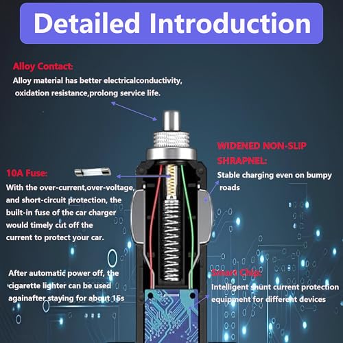 120W 3 Socket Car Cigarette Lighter Adapter,3 Socket Splitter with 2 USB Ports,12V/24V Universal Multi-Port Car Charger with 6-Layer Safety & LED Indicator for Dash Cam GPS Phone Truck SUV