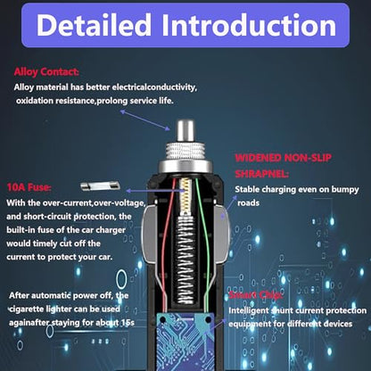 120W 3 Socket Car Cigarette Lighter Adapter,3 Socket Splitter with 2 USB Ports,12V/24V Universal Multi-Port Car Charger with 6-Layer Safety & LED Indicator for Dash Cam GPS Phone Truck SUV