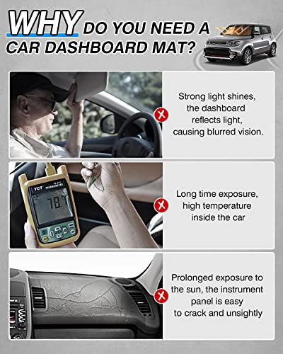 CARTIST Dashboard Cover Compatible with Kia Soul 2014-2019 Accessories Dash Cover Mat Non-Slip Pad Carpet Anti-Glare - size: Kia Soul 2014-2019