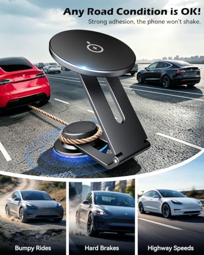 15W Charging Phone Mount for Tesla Model 3/Y, Magnetic Car Metal Holder