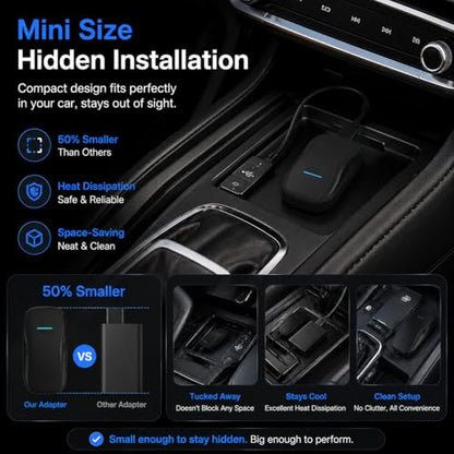 Wireless CarPlay Adapter for iPhone, Converts Wired CarPlay to Wireless, Fast Auto Reconnect, Plug & Play, Stable Low-Latency Connection, Mini Design for OEM Wired CarPlay Cars