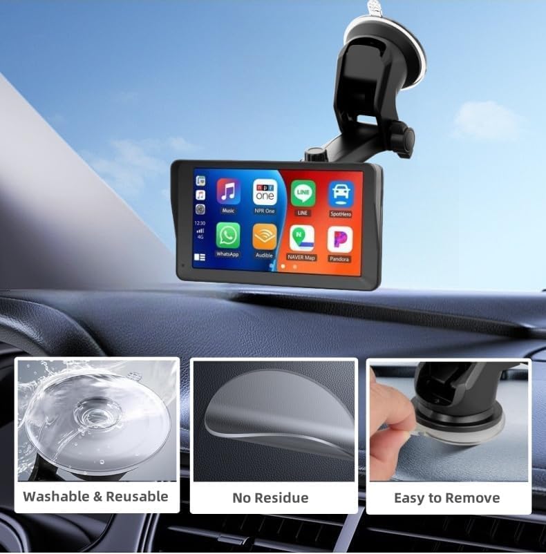 Carplay Mount with Scrwes Flexible Suction Cup Bracket for 7"/ 9"/ 10.26" Car Android Auto Screen Upgraded Windshield Dashboard Suction Cup Mount - size: Screws Bracket