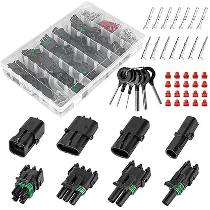 502Pcs 28 Kits Waterproof Automotive Electrical Connectors 1/2/3/4 Male&Female Pin 22-14AWG Wire Harness Spark Plug Connector Terminals Plug Kit Car - size: 28 Kits 22-14AWG 1/2/3/4 Pin