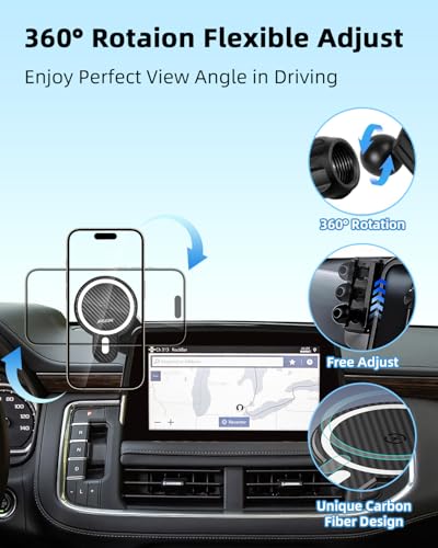PZK Magnetic Car Phone Mount for 2021-2024 Chevy Tahoe/Suburban/GMC Yukon - color: Magsafe+ Wireless Charger, size: Tahoe/Suburban/GMC Yukon/GMC Yukon XL 2021-2024