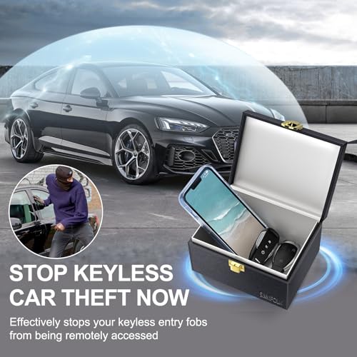 Samfolk Faraday Box with Faraday Bags for Car Keys, Car Key Signal Blocking Box, Keyless Entry Car Key Safe Protector Car Alarm Anti-Theft Shielding Cage - size: Medium