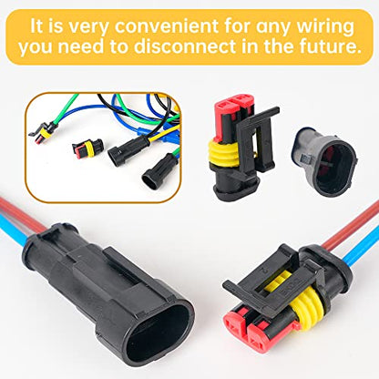 798Pcs 50 Kits Waterproof Automotive Electrical Connector Terminals 1/2/3/4/5/6 Male&Female Pin Automotive Wire Connectors Kit for Car Motorcycle Marine 22-16 AWG