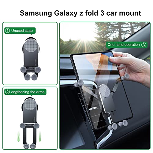 Z Fold 7 Car Mount Accessories, Gravity Linkage, A Vent (Black) - color: Black-V