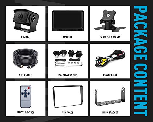 Fookoo HD 1080P Wired Backup Camera System: 7" Monitor + Rear View Camera - color: Black, size: 7 inches 1-camera