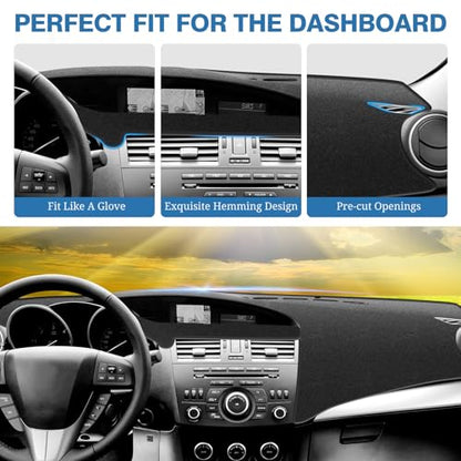 FIILINES Dash Cover Fit for 2010-2013 Mazda 3 Sedan, Hatchback & MazdaSpeed3, Dashboard Mat for Mazda 3 Accessories Dashboard Pad Carpet Dash Mat Sunshade Non-Slip Polyester Protector No Glare Black - size: For Mazda 3 2010-2013