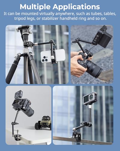 SMALLRIG Magic Arm Clamp w/ 1/4 and 3/8 Thread Holes, 9.8 Inches Adjustable - size: 9.8''+phone clamp
