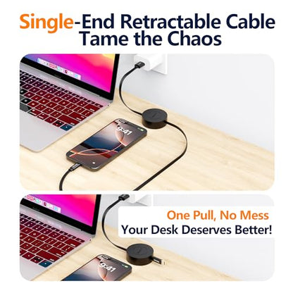 AGVEE 3ft Fixed / 2.3ft Extend Single-End Retractable USB C Cable - size: 3ft Fixed / 2.3ft Extend