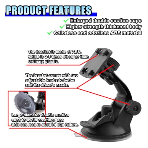Windshield Mount for 4.3"/5" Backup Camera Display Monitor - Rear View Camera Screen Mounting Bracket with Suction Cup - Car Play Screen Reverse Cameras Monitor Mount for Cars (2PCS) - size: 2PCS