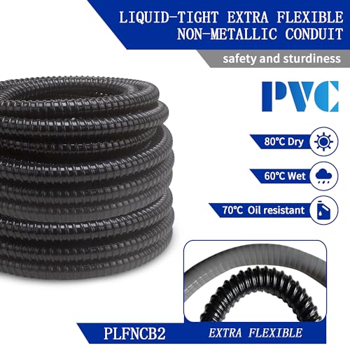 (1/2" Dia * 50 Feet) Yariwiz Black Special Extra Flexible Electrical Conduit Liquid Tight PVC Conduit Kit with 5 PCS Coupling, 3 PCS Elbow and 10 PCS Strap, Sealtight Seal Flex Liquidtight Wire - style: 1/2 inch-50ft-Kit