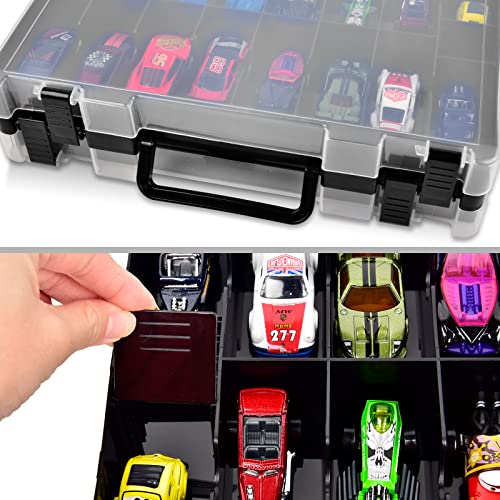 ALCYON 48-Compartment Toy Car Storage Case for Hot Wheels and for Matchbox - color: Black