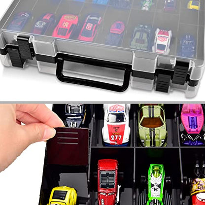 ALCYON 48-Compartment Toy Car Storage Case for Hot Wheels and for Matchbox - color: Black