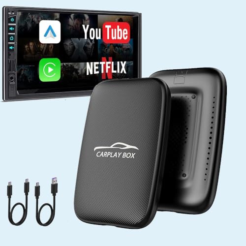 CarPlay Wireless Adapter & Android Auto Adapter,2025 Upgrade Convert Wired to Wireless CarPlay Adapter, Magic Video AI Box 3.0 Support YouTube Netflix TF Card Compatibility with iOS 10+/Android 11+