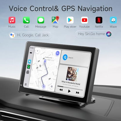 Haudio 7 Inch Portable Carplay Screen for Car,Car Stereo Wireless Carplay & Android Auto,1080p Backup Camera CarAudio Receivers GPS Navigation Mirror Link - size: 7-Inch(7002)