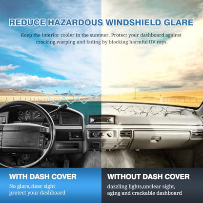 FIILINES Dash Cover Fit for Ford F150 F250 F350 1992-1996, Dashboard Mat Exact Fit for F-150 F-250 F-350 Accessories Dashboard Pad Carpet Dash Mat Sunshade Non-Slip Polyester Protector No Glare Black - size: For F150 F250 F350 1992-1996