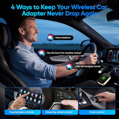 Wireless Carplay Adapter for iPhone, Converts Wired CarPlay to Bluetooth Wireless, Mini Car Play Screen Dongle with USB A/C for Cars 2018+ with Built-in Wired Carplay,No Delay (No Buttons) - style: No buttons