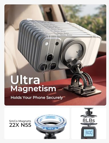 LISEN for MagSafe Car Phone Mount -Strong Magnets Magnetic Phone Holders for Your Car 2-in-1 Vent Dashboard Magnet Cell Phones Holder Mounts Car Accessories fit Note 18 iPhone 17 Pro Max 16 15 14 13 - color: Black