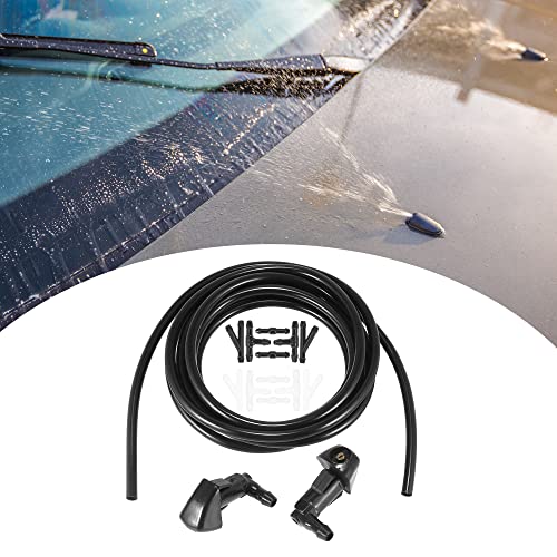 ACROPIX Front Windshield Washer Hose Kit Fit for Honda Accord with 3 Meter Washer Fluid Hose 12 Pcs Hose Connectors - Pack of 15 Black