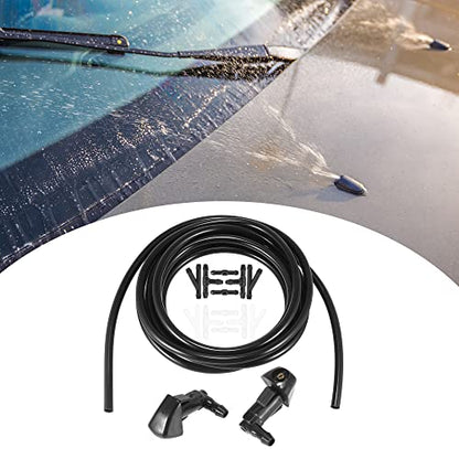 ACROPIX Front Windshield Washer Hose Kit Fit for Honda Accord with 3 Meter Washer Fluid Hose 12 Pcs Hose Connectors - Pack of 15 Black
