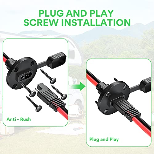 SAE Connector Power Socket Sidewall Port, 10AWG Cable Weatherproof Cable Quick Connect Panel Mount Universal Flush Mount Adapter for Solar Generator Battery Charger (5 Pairs) - size: 10AWG 5Pairs