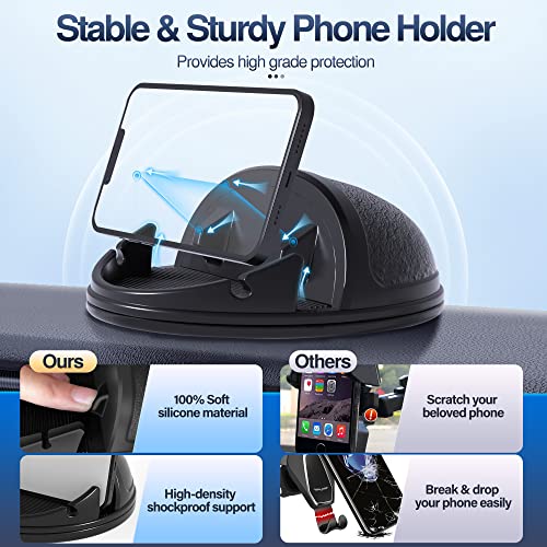 Loncaster Car Phone Holder Mount, [Horizontal 360° Rotatable] Silicone Phone Mount for Car Dashboard, Hands Free Cell Phone Holder Car Compatible with iPhone 16 15 14 13 12 Pro Max Samsung Phones - color: Black-1pack 360° Rotatable