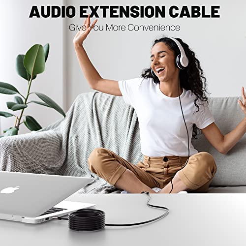 3.5mm Extension Cable 100 Feet, Long Male to Female Auxiliary Audio Stereo Cable, Headphone Extension Cord, Hi-Fi Sound, Gold Plated Connectors, OFC Core, Black Cable (with 5 pcs Cable Ties) -100ft - size: 100 Feet