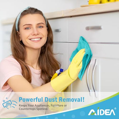 AIDEA Blue Microfiber Cleaning Cloth-50PK, Cleaning Rags 12"x 12" Absorbent - color: Blue, size: 12in.x12in.