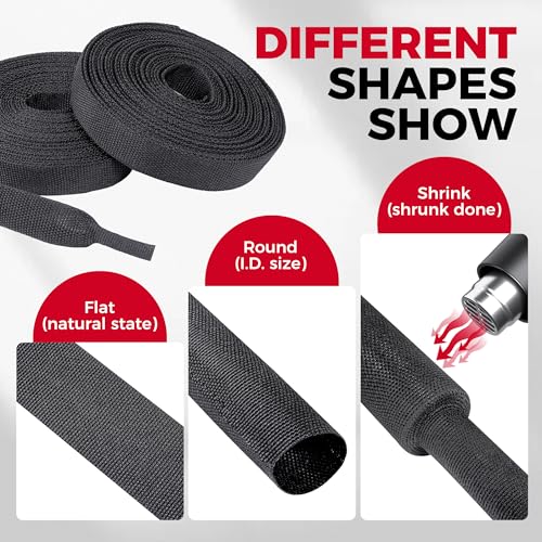 2 in 1 Heat Shrink Braided Sleeving Fabric Tubing 1/4"-22FT - size: 1/4"(6mm), style: 22FT