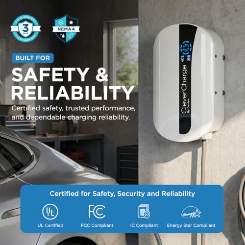 CleverCharge Level 2 EV Charger, 48A/240V, Hardwired, J1772 Connector