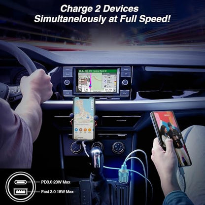 Car Charger, 5 Pack 38W Dual Ports USB-C & USB-A Cigarette Lighter Adapter - color: 5-Pack White