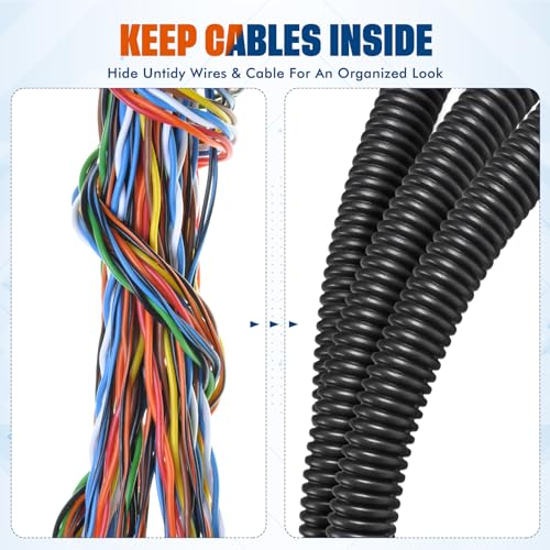 Sasylvia 1/2" X 300 ft Split Wire Loom Tubing, Cord Protector - size: 1/2" X 300ft