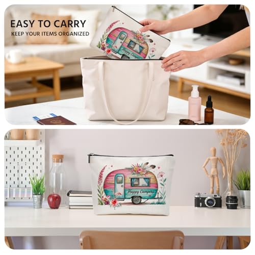 Camping Makeup Bag, Tent Rv Bonfire Cosmetic Bags Travel Organizer Bag - color: Multicolor 0066