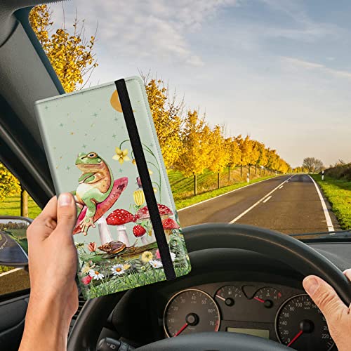 Car Registration and Insurance Card Holder, Premium PU Leather Vehicle Wallet Cover for Glove Box Car Organizer Drivers License / Cards / ID Essentials Document Holder, Aesthetic Mushroom Frog Green - color: Aesthetic Mushroom Frog Green