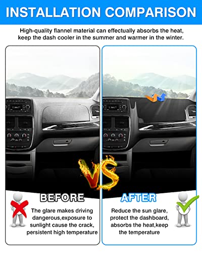 Autorder Dashboard Cover Mat for Dodge Grand Caravan 2011-2020 /Chrysler Town Country 2011-2016 Accessories Dash Cover Flannel Dash Mat Sunshade Glare UV Rays Protector - size: Black 11-20 Grand Caravan